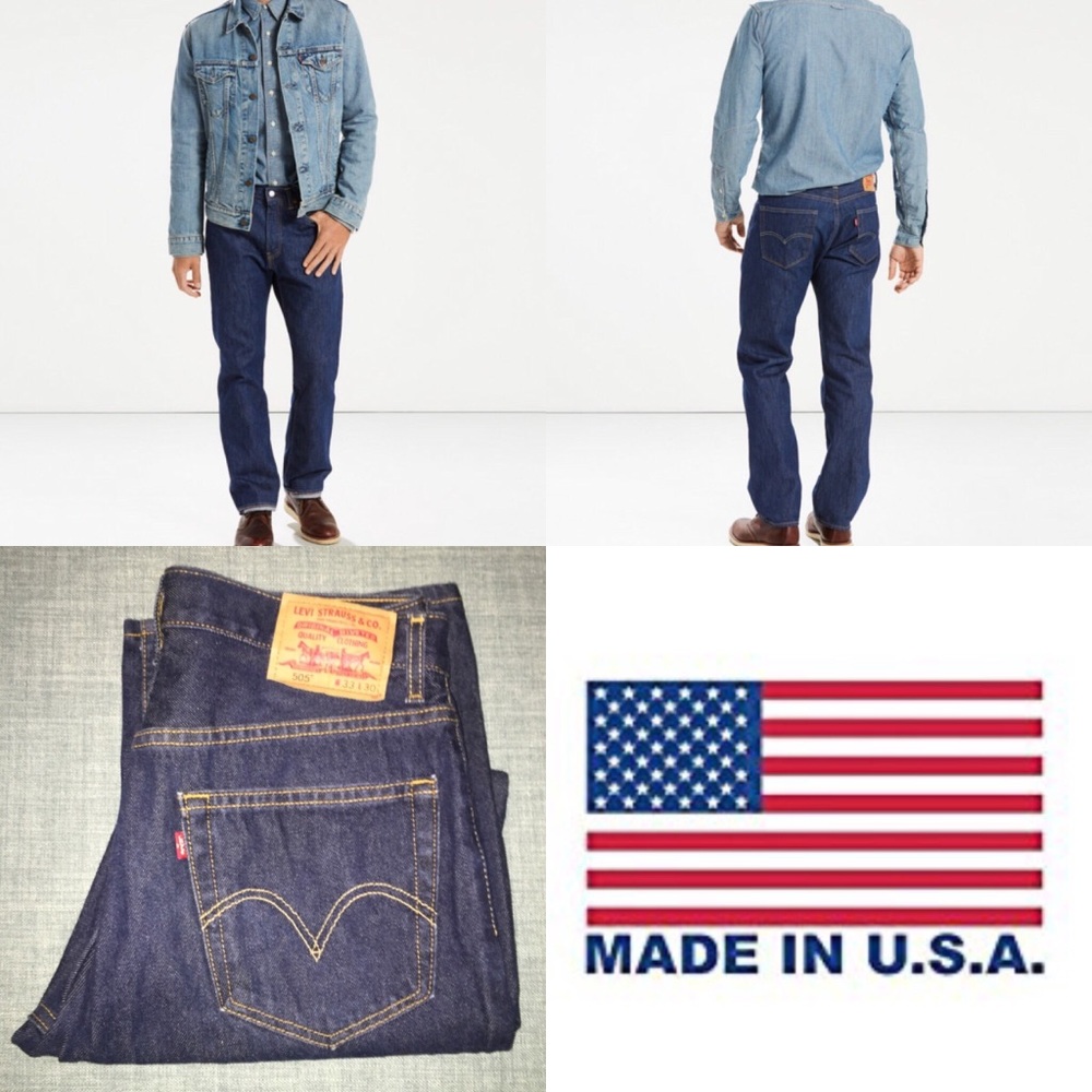 Levi's 505 Regular Fit USA denim blue jeans USA 33x30